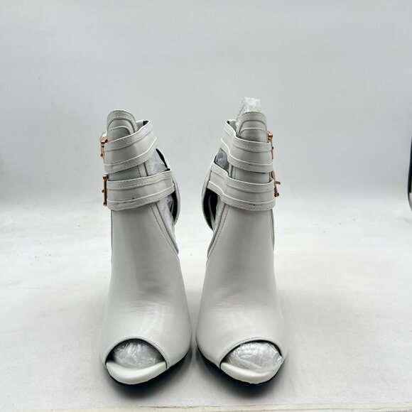 XYD White Ankle Boots with Buckle Detail - Picture 3 of 8